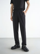 Men's Solid Tapered Pants with Drawstring Waist